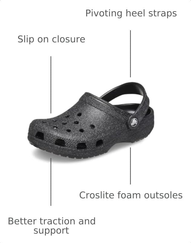 image:imageCrocs Kids Classic Glitter Clog Casual ShoesBlack Glitter