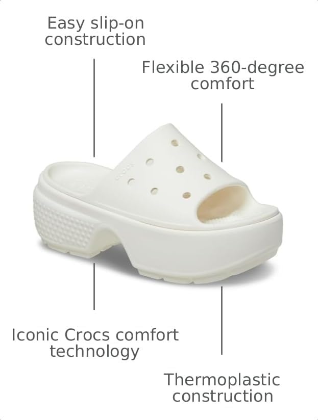 image:imageCrocs Womens Stomp Slides Casual SandalsChalk
