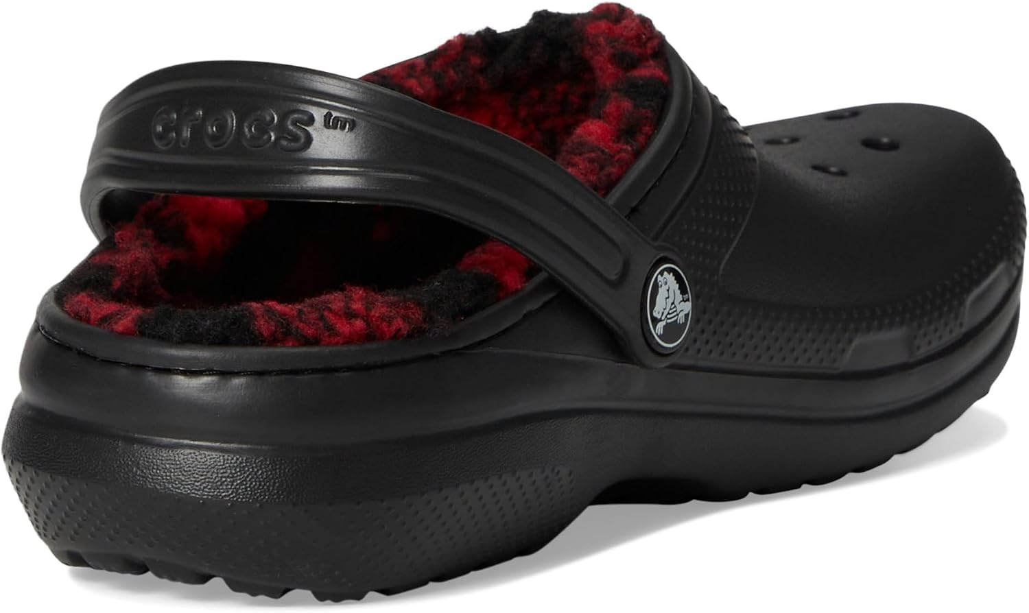 image:imageCrocs Kids Classic Holiday Lined ClogsBuffalo PlaidBlackVarsity Red 1