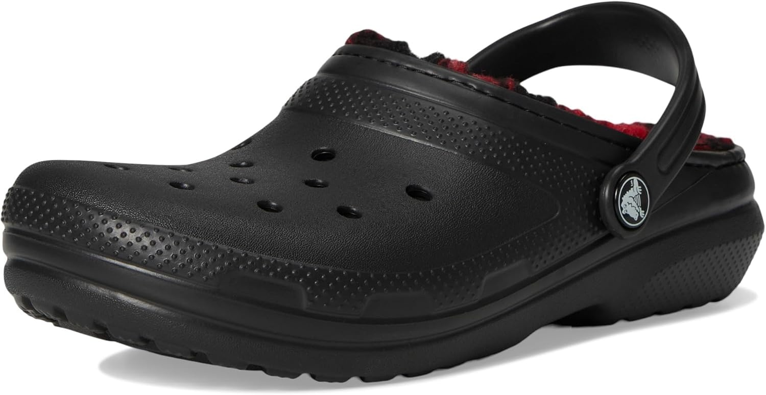 image:imageCrocs Kids Classic Holiday Lined ClogsBuffalo PlaidBlackVarsity Red 1