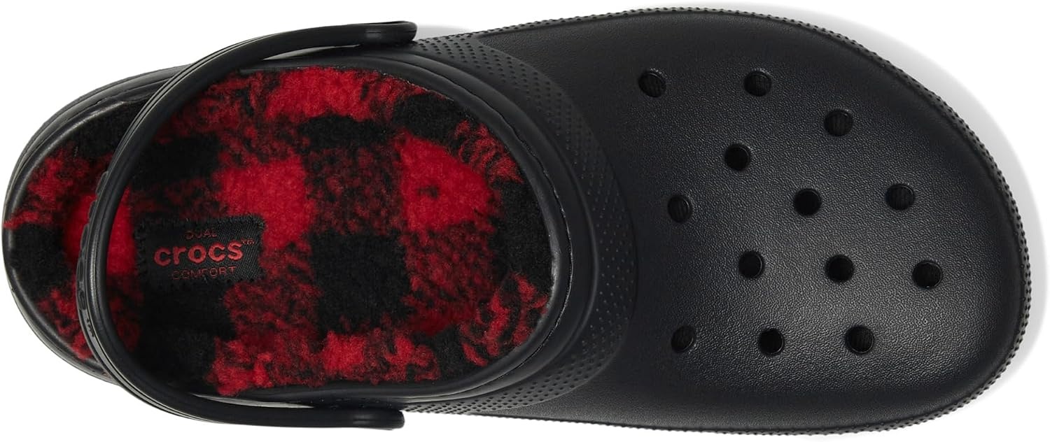 image:imageCrocs Kids Classic Holiday Lined ClogsBuffalo PlaidBlackVarsity Red 1