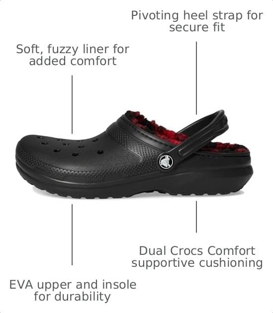 image:imageCrocs Kids Classic Holiday Lined ClogsBuffalo PlaidBlackVarsity Red 1