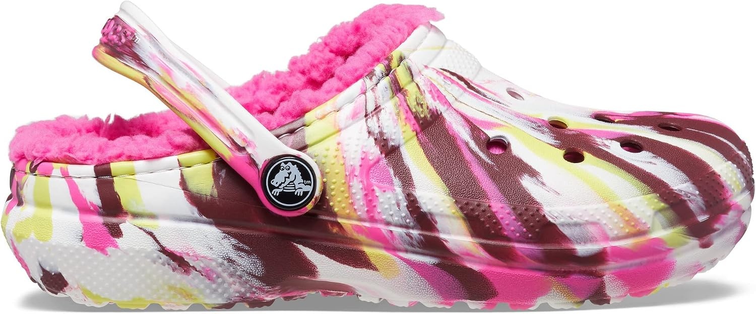 image:imageCrocs Kids Classic Lined Kids Clog Casual ShoesElectric PinkMulti Marbled Tiedye