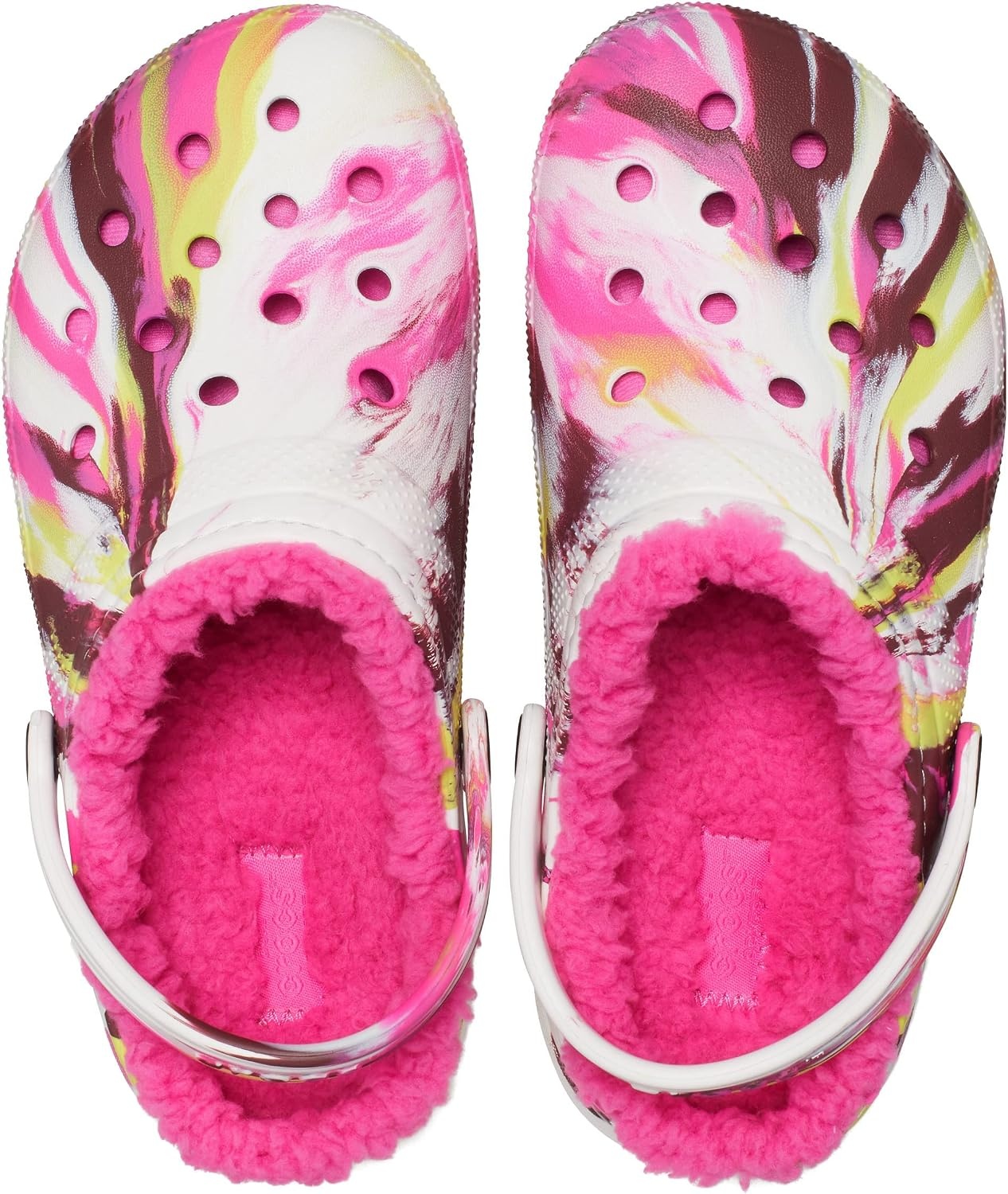 image:imageCrocs Kids Classic Lined Kids Clog Casual ShoesElectric PinkMulti Marbled Tiedye
