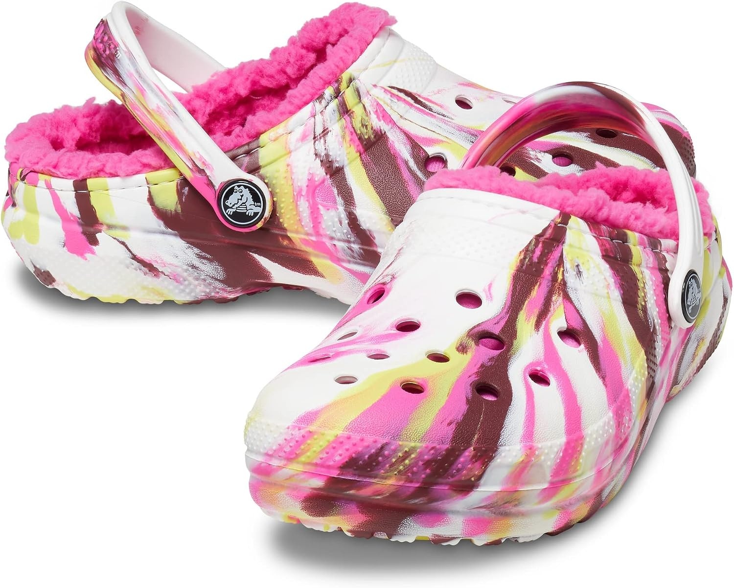 image:imageCrocs Kids Classic Lined Kids Clog Casual ShoesElectric PinkMulti Marbled Tiedye