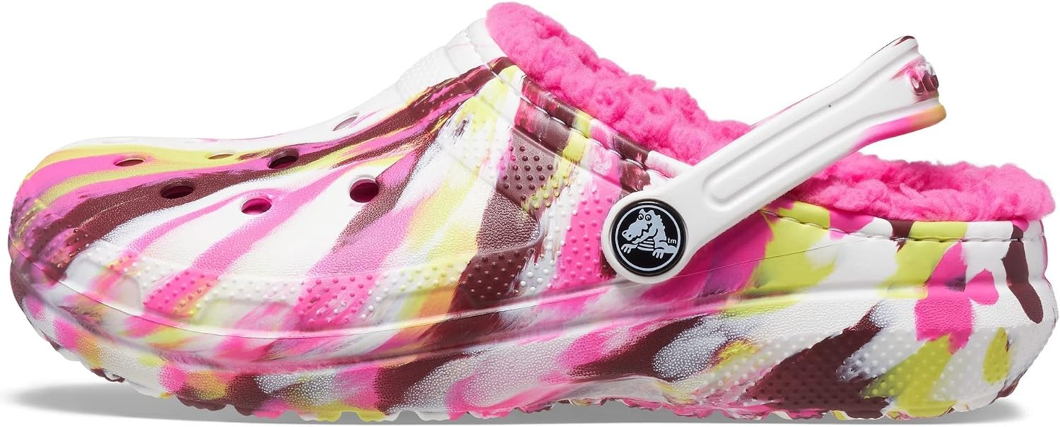 image:imageCrocs Kids Classic Lined Kids Clog Casual ShoesElectric PinkMulti Marbled Tiedye