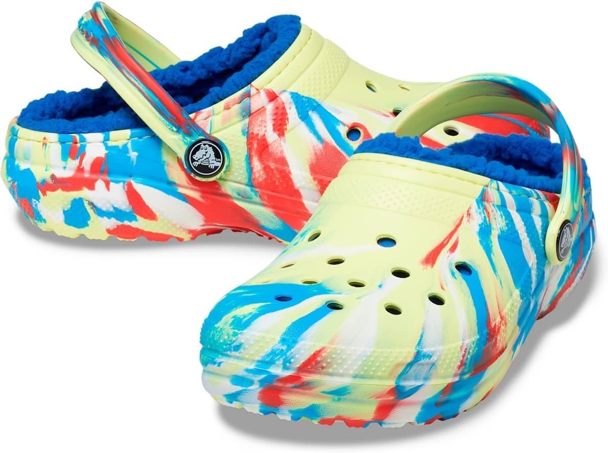 image:imageCrocs Kids Classic Lined Kids Clog Casual ShoesSulphurMulti Marbled Tiedye