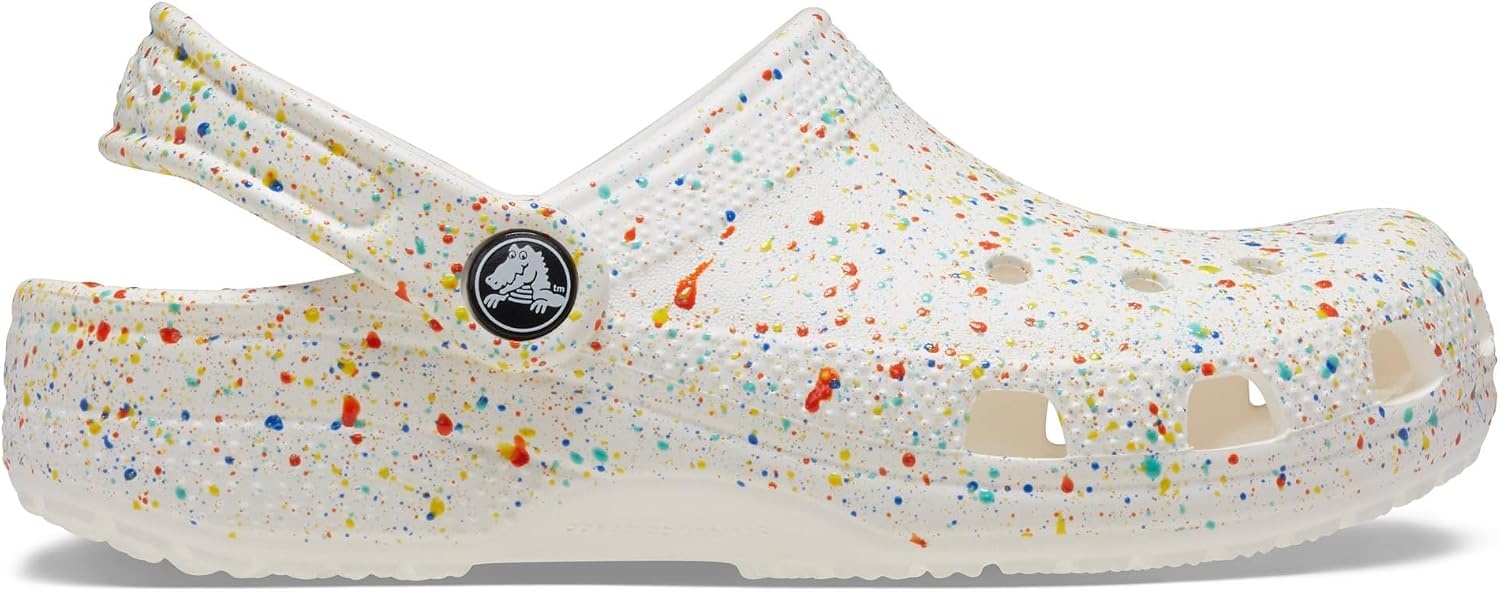 image:imageCrocs Kids Unisex Classic Graphic Clogs Little KidBig Kid WhiteMulti Paint Splatter 1 Medium