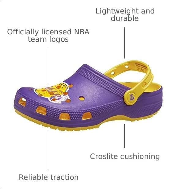 image:imageCrocs Mens NBA Los Angeles Lakers Classic Clogs Casual ShoesLa Lakers