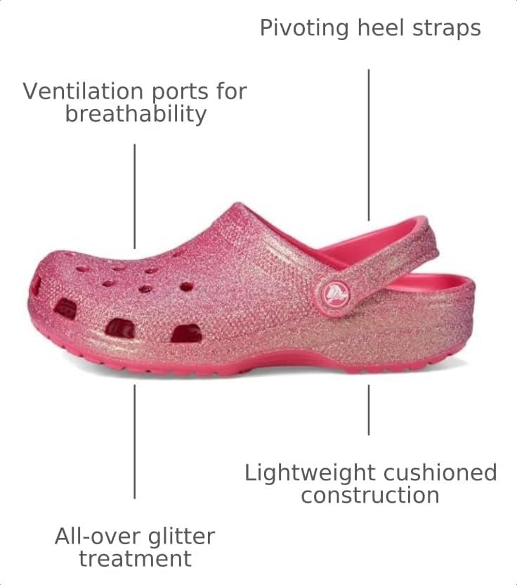 image:imageCrocs Unisex Classic Clogs Glitter Dragon Fruit Men 7 Women 9 Medium Casual Shoes