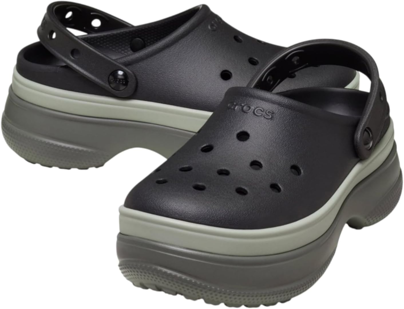 image:imageCrocs UnisexAdult Classic Stacked Clogs Platform Platform Casual ShoesBlackBlack