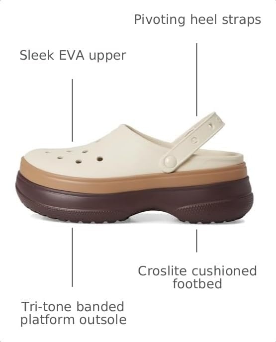 image:imageCrocs UnisexAdult Classic Stacked Clogs Platform Platform Casual ShoesMocha