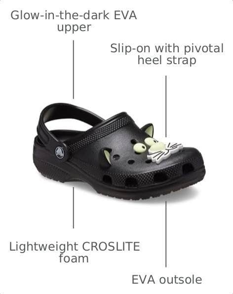 image:imageCrocs UnisexChild Classic Glow in the Dark Clogs Little KidBig KidBlack Cat