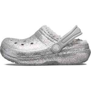 Crocs Kids’ Classic Lined Kids Clog | Casual Shoes(Silver/Silver)