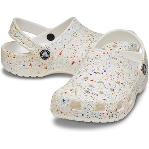 Crocs Kids Unisex Classic Graphic Clogs (Little Kid/Big Kid) White/Multi Paint Splatter 1 Medium