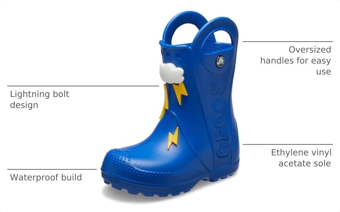 image:imageCrocs Kids Handle It Rain Boots Waterproof Slip On Shoes Kids Rain BootsBlue Bolt