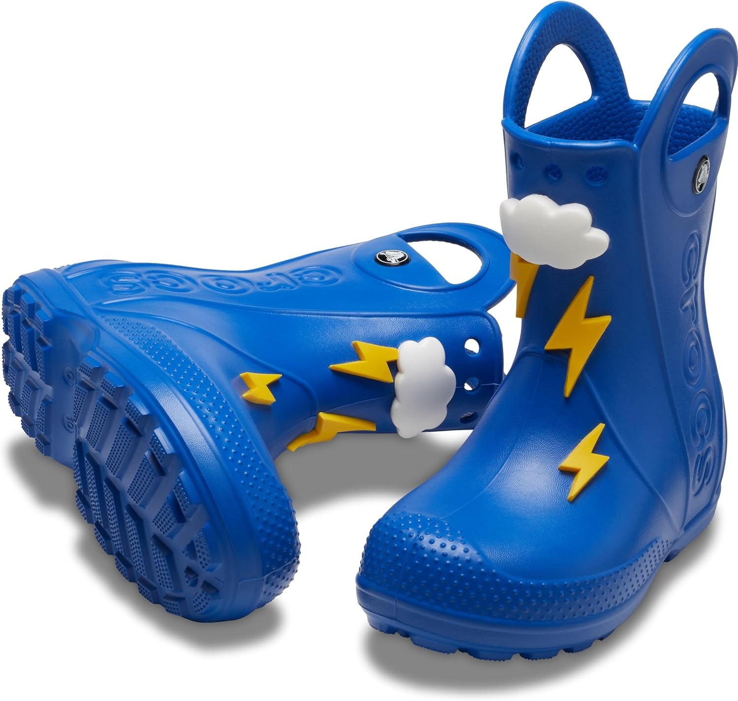 image:imageCrocs Kids Handle It Rain Boots Waterproof Slip On Shoes Kids Rain BootsBlueLightning Bolt