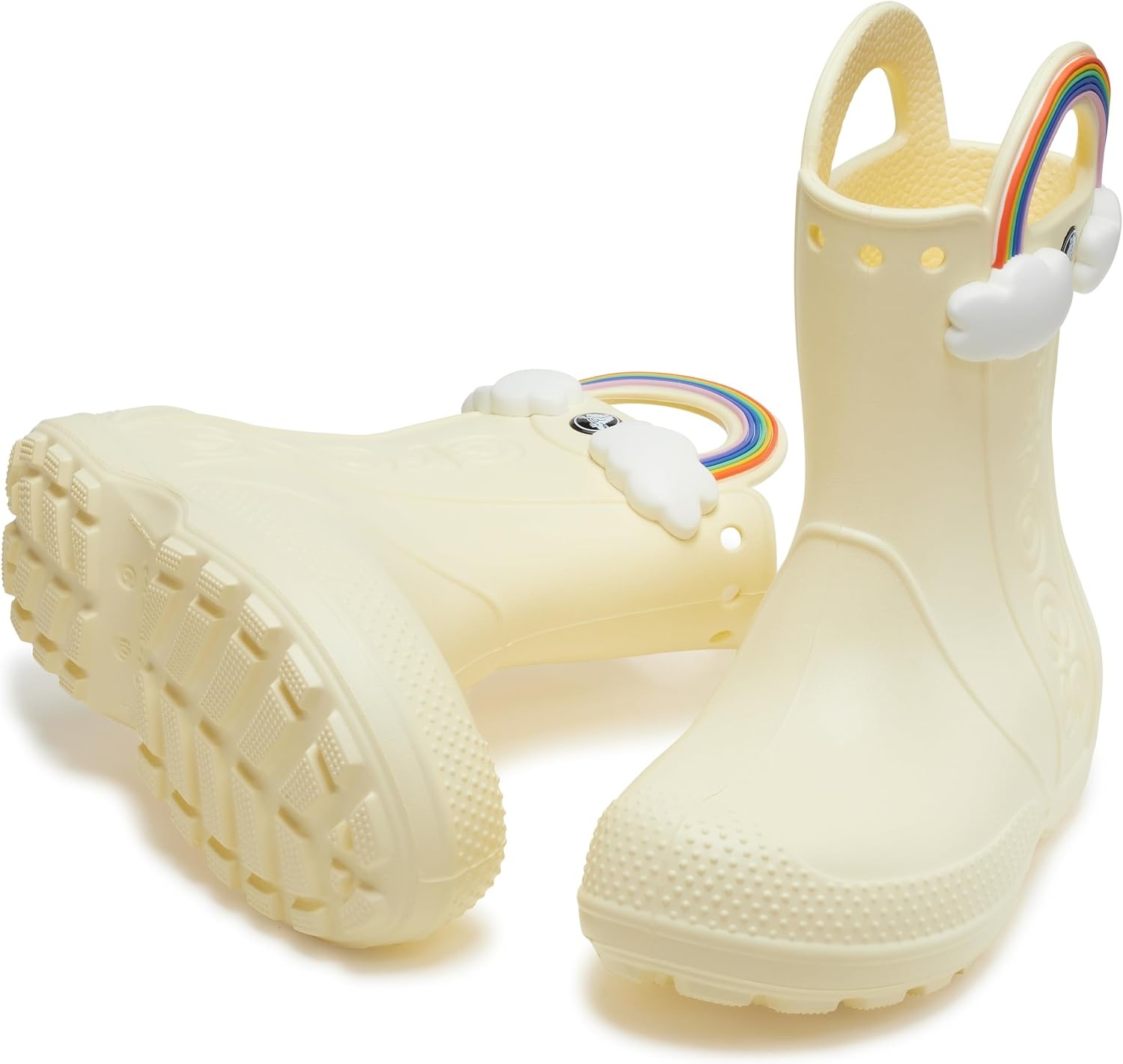 image:imageCrocs Kids Handle It Rain Boots Waterproof Slip On Shoes Kids Rain BootsButtercreamRainbow