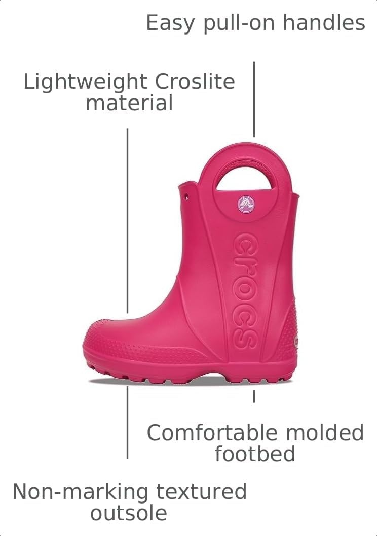 image:imageCrocs Kids Handle It Rain Boots Waterproof Slip On Shoes Kids Rain BootsCandy Pink