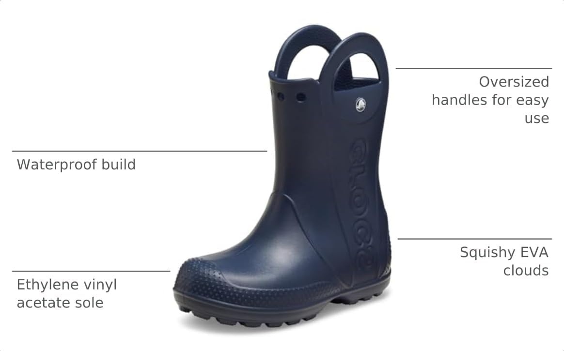 image:imageCrocs Kids Handle It Rain Boots Waterproof Slip On Shoes Kids Rain BootsNavy Blue