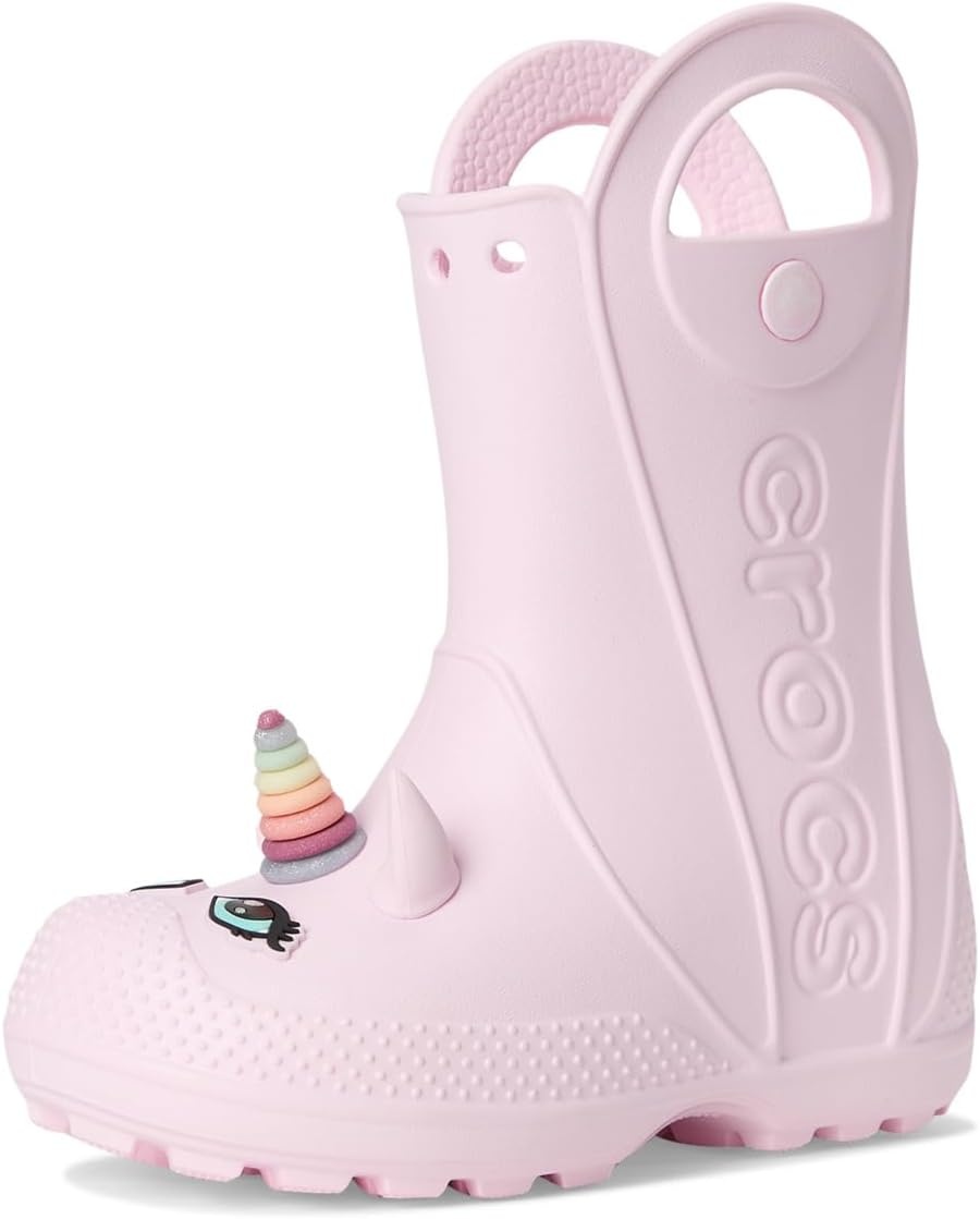image:imageCrocs Kids Handle It Rain Boots Waterproof Slip On Shoes Kids Rain BootsPink Milk