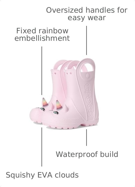 image:imageCrocs Kids Handle It Rain Boots Waterproof Slip On Shoes Kids Rain BootsPink Milk