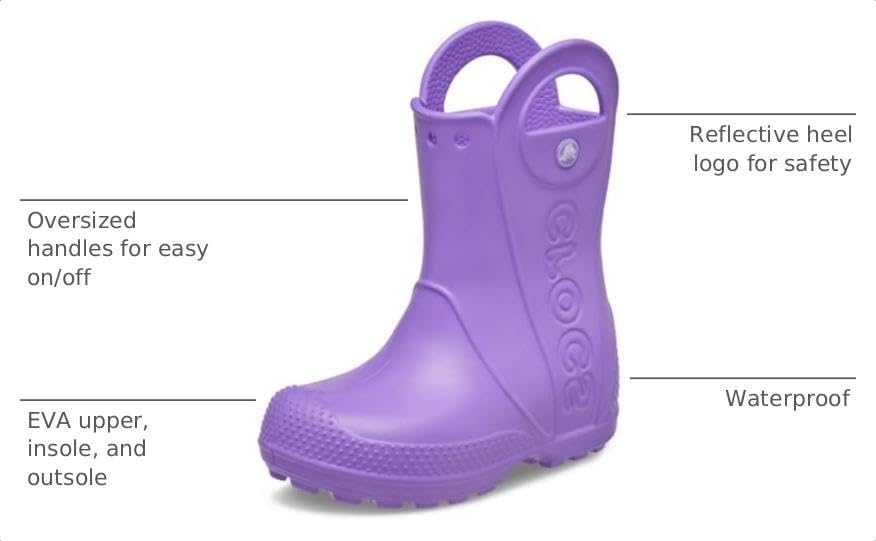 image:imageCrocs Kids Handle It Rain Boots Waterproof Slip On Shoes Kids Rain BootsPurple Pulse