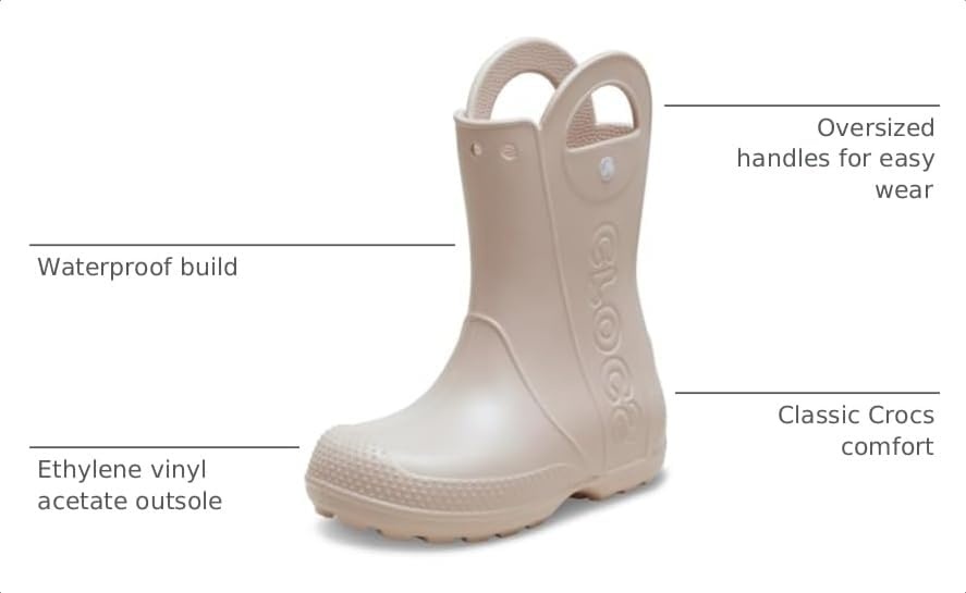 image:imageCrocs Kids Handle It Rain Boots Waterproof Slip On Shoes Kids Rain BootsQuartz Pink