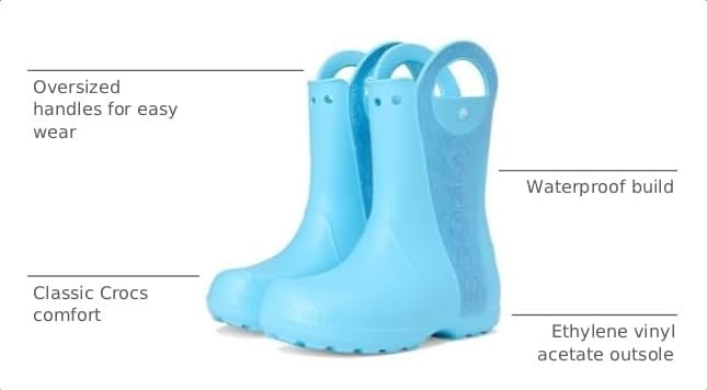 image:imageCrocs Kids Handle It Rain Boots Waterproof Slip On Shoes Kids Rain BootsTinted Glass