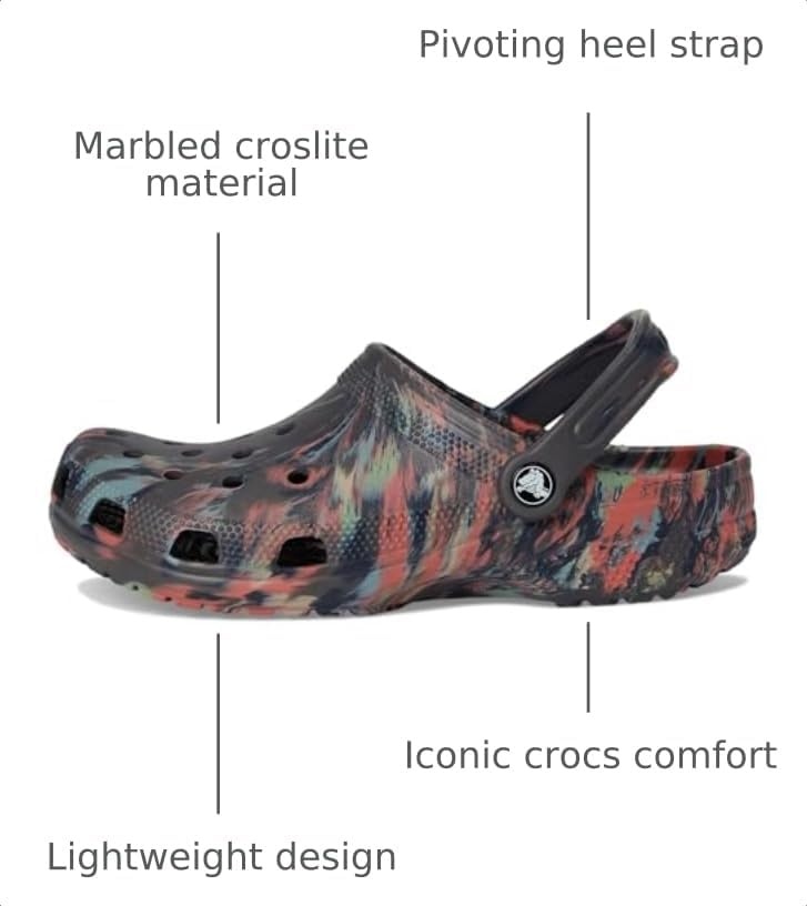 image:imageCrocs Unisex Adult Classic Marbled Tiedye Clogs Casual ShoesBlack SandMulti