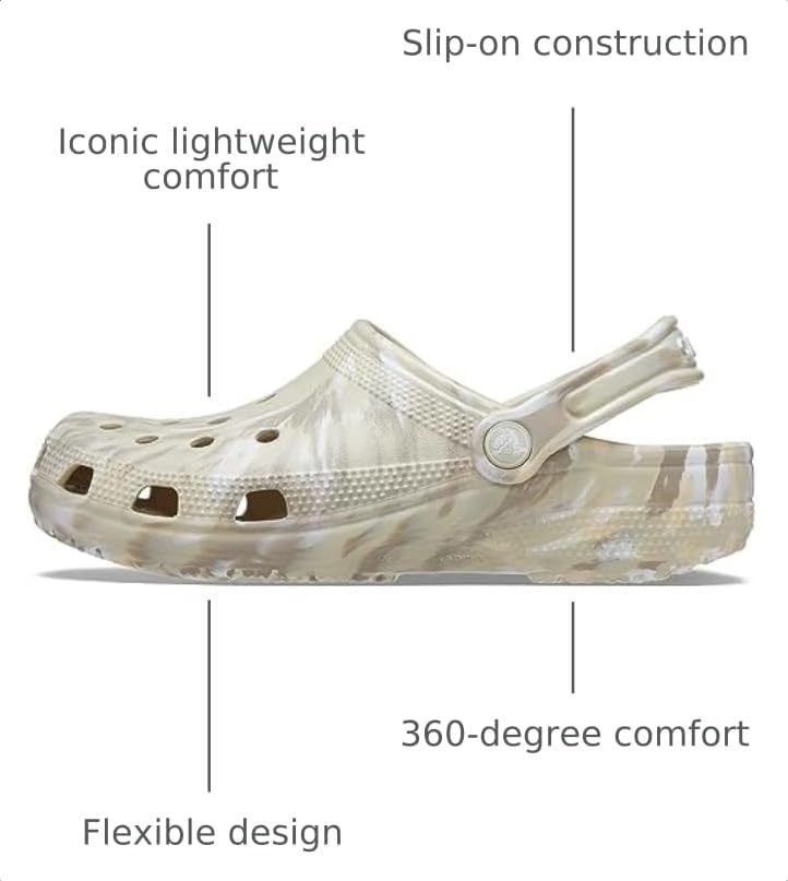 image:imageCrocs Unisex Adult Classic Marbled Tiedye Clogs Casual ShoesBoneMulti