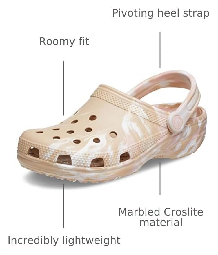 image:imageCrocs Unisex Adult Classic Marbled Tiedye Clogs Casual ShoesChaiPink Rose