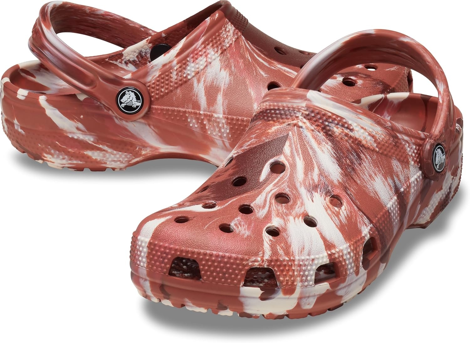image:imageCrocs Unisex Adult Classic Marbled Tiedye Clogs Casual ShoesDark ClayMulti