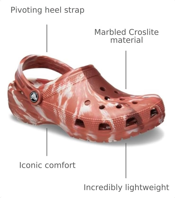 image:imageCrocs Unisex Adult Classic Marbled Tiedye Clogs Casual ShoesDark ClayMulti