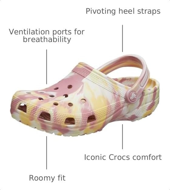 image:imageCrocs Unisex Adult Classic Marbled Tiedye Clogs Casual ShoesDaylilyMulti