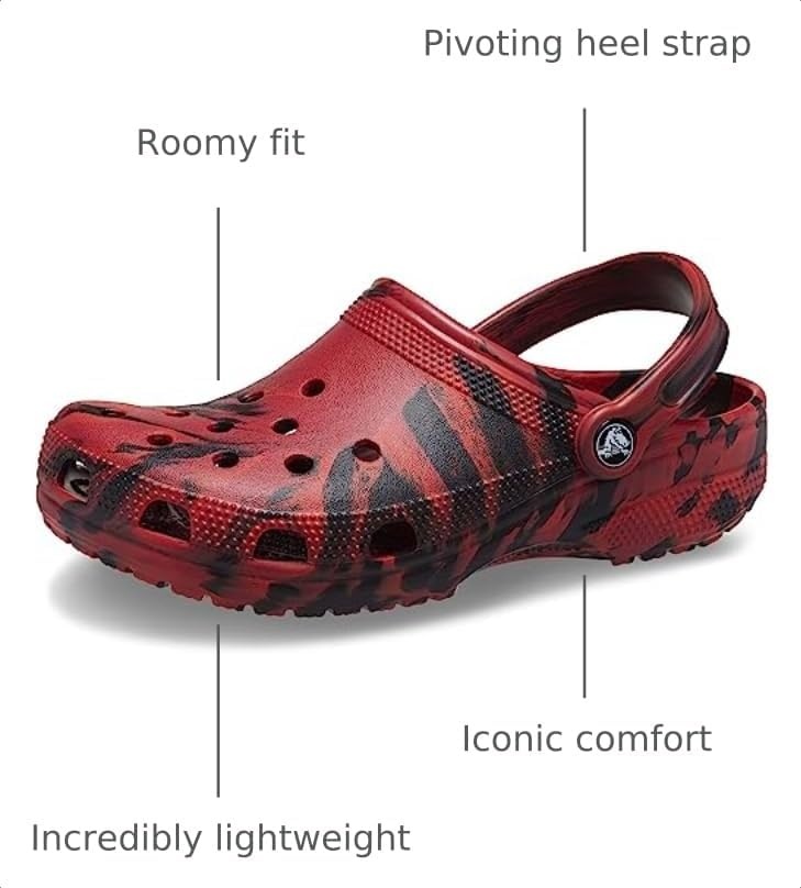 image:imageCrocs Unisex Adult Classic Marbled Tiedye Clogs Casual ShoesPepperBlack
