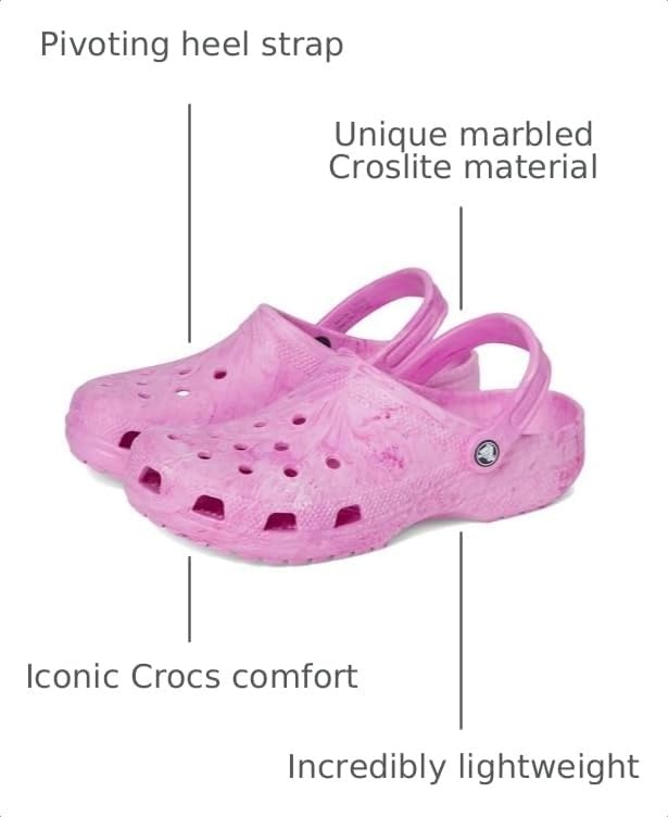 image:imageCrocs Unisex Adult Classic Marbled Tiedye Clogs Casual ShoesPink Swirl