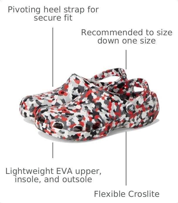image:imageCrocs Unisex Adult Classic Marbled Tiedye Clogs Casual ShoesRedMulti Confetti