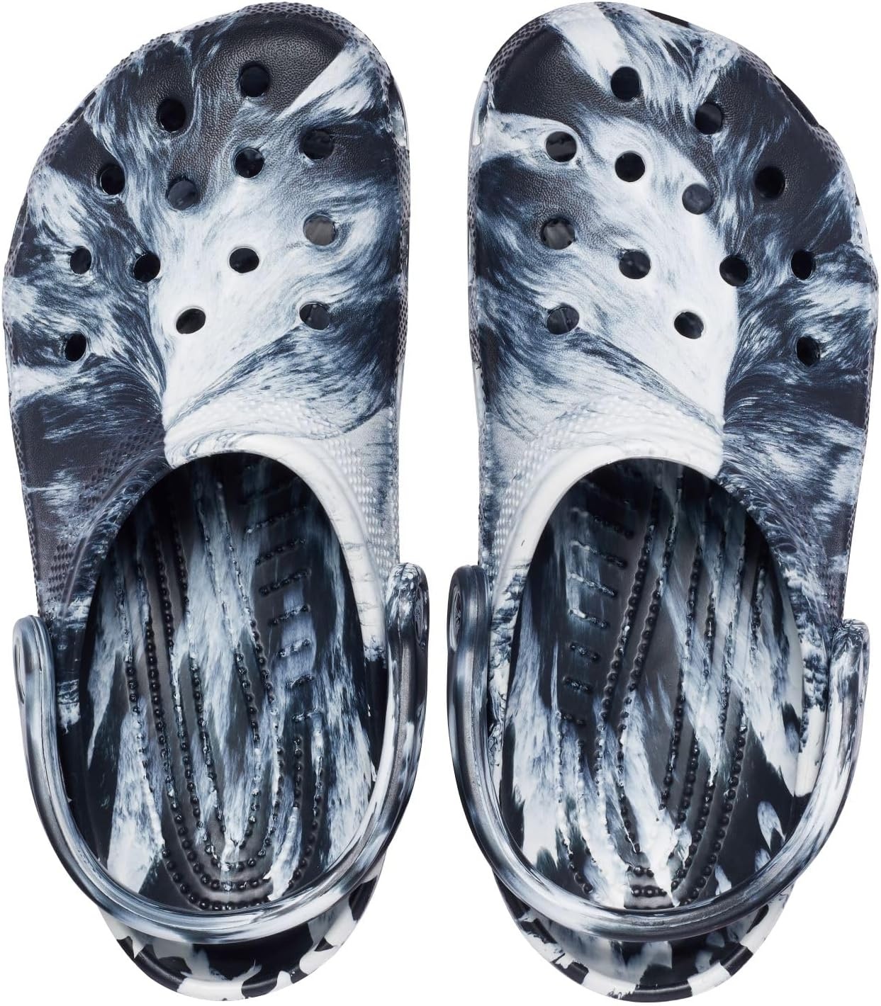 image:imageCrocs Unisex Adult Classic Marbled Tiedye Clogs Casual ShoesWhiteBlack