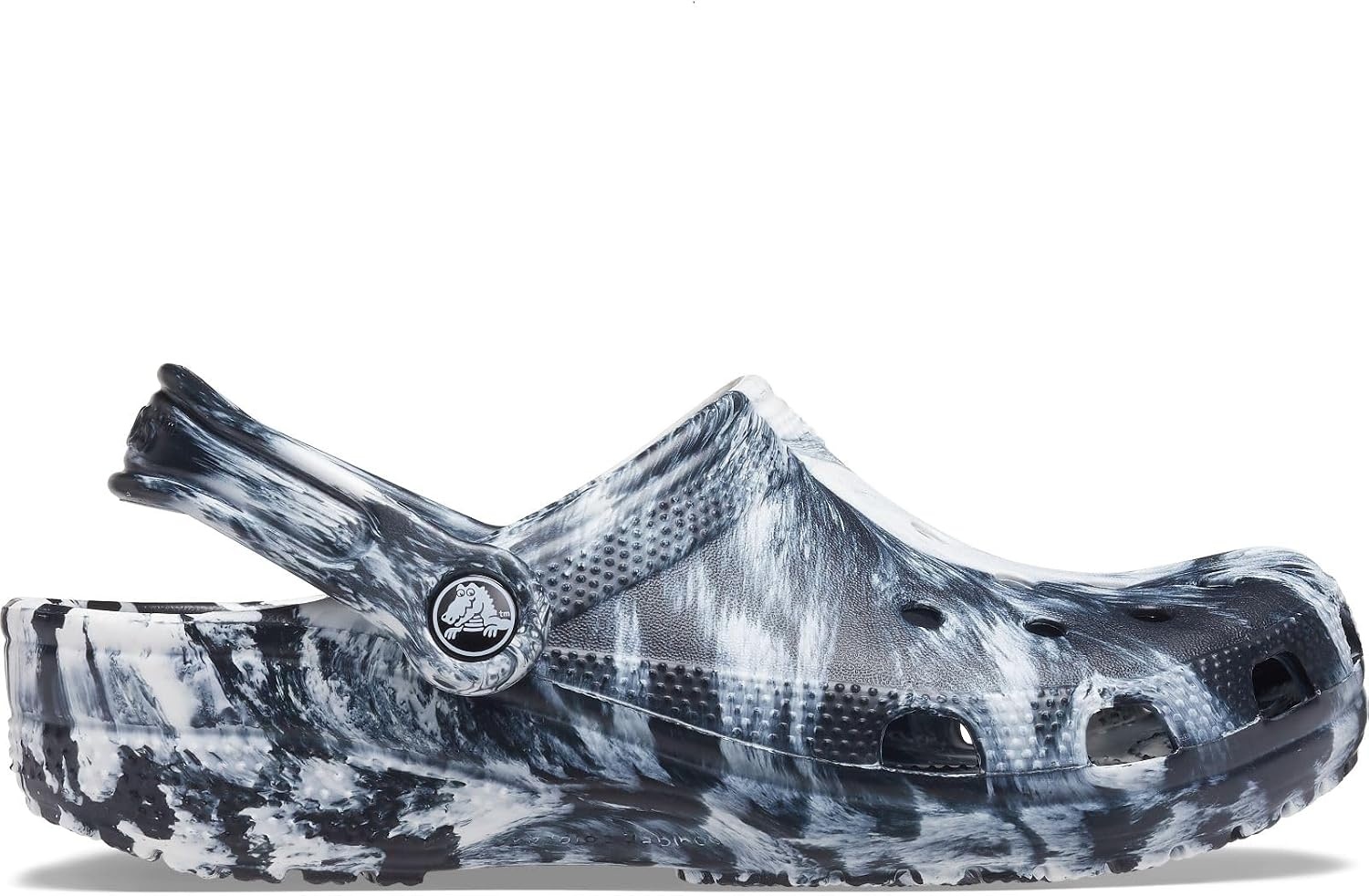image:imageCrocs Unisex Adult Classic Marbled Tiedye Clogs Casual ShoesWhiteBlack