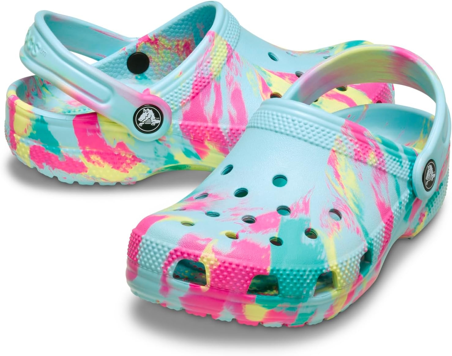 image:imageCrocs UnisexChild Classic Watercolor Marbled ClogAquamarineMulti