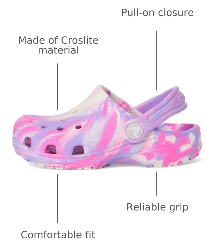 image:imageCrocs UnisexChild Classic Watercolor Marbled ClogPink CrushMulti Glow in the Dark