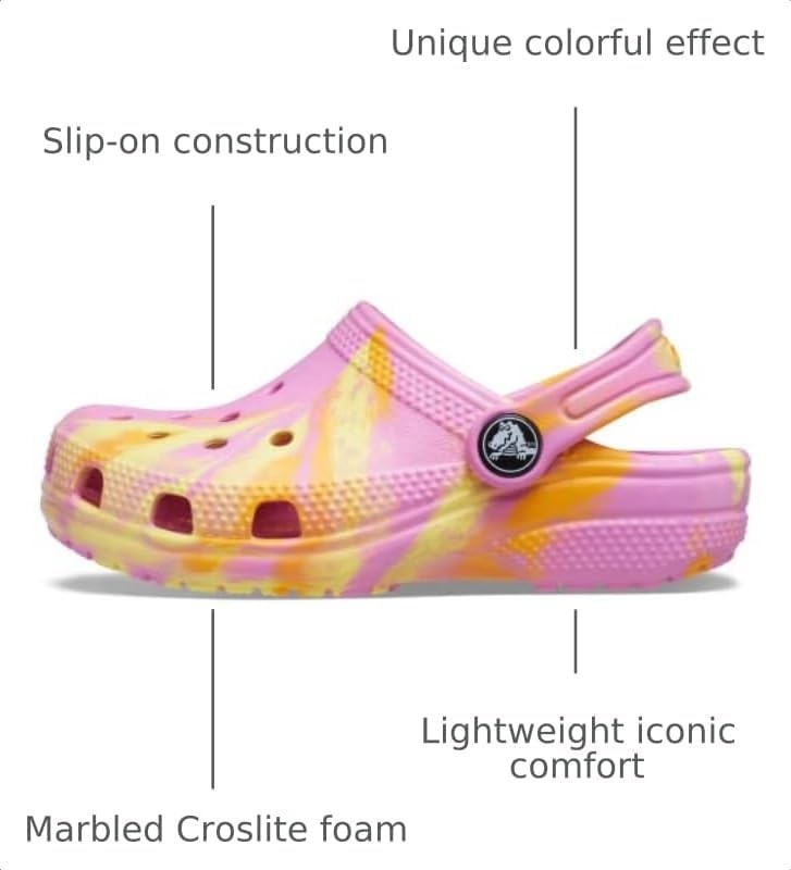 image:imageCrocs UnisexChild Classic Watercolor Marbled ClogTaffy PinkMulti