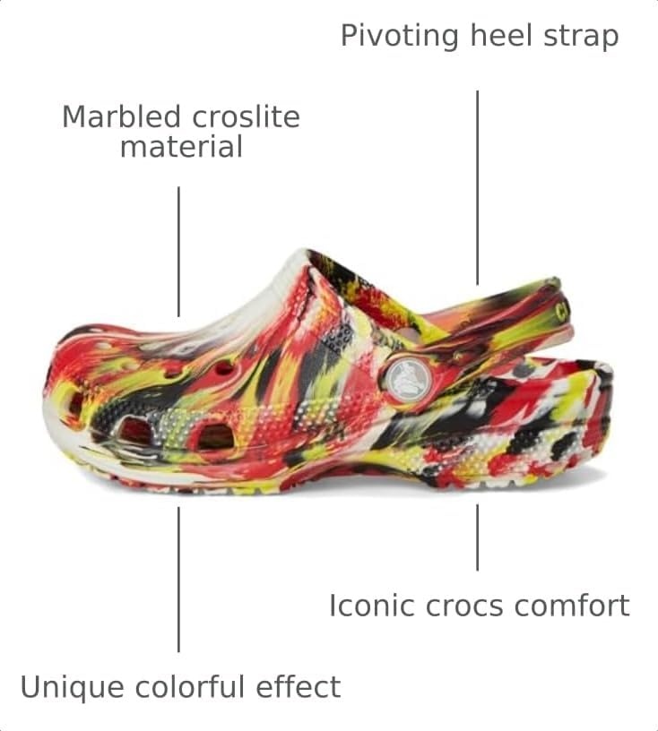 image:imageCrocs UnisexChild Classic Watercolor Marbled ClogVarsity RedMulti Glow in the Dark
