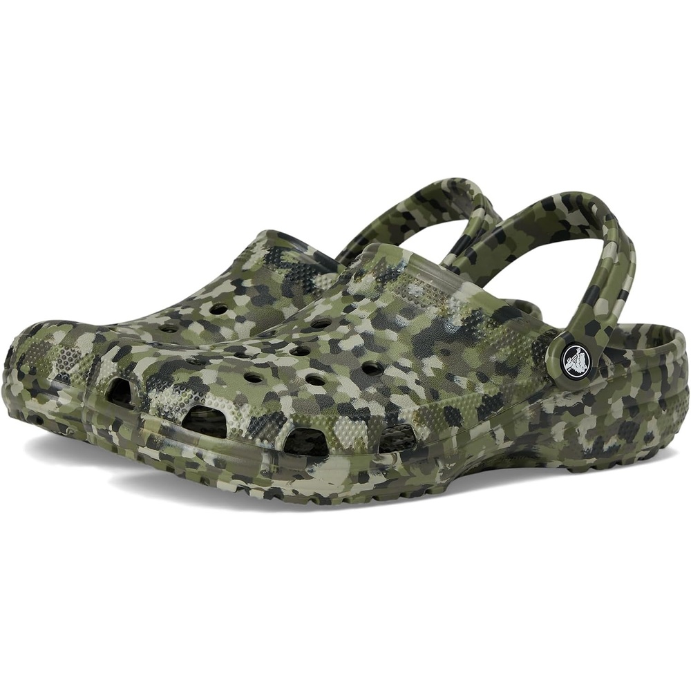 image:imageCrocs Unisex Adult Classic Marbled Tiedye Clogs Casual ShoesArmy GreenMulti Confetti