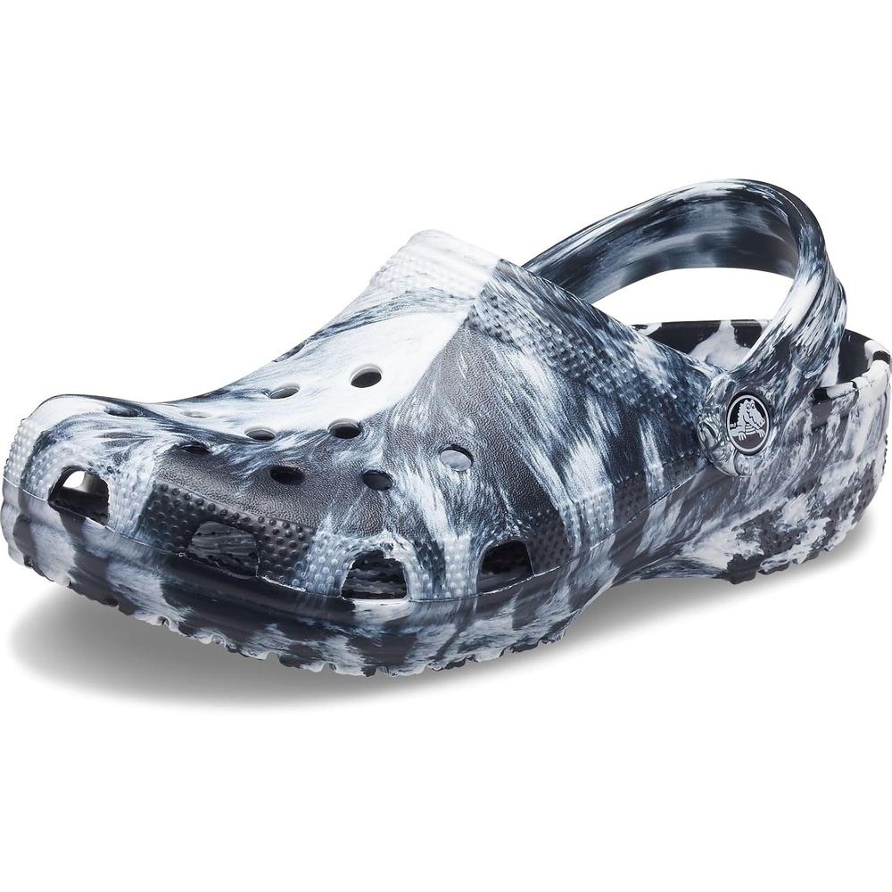 image:imageCrocs Unisex Adult Classic Marbled Tiedye Clogs Casual ShoesWhiteBlack