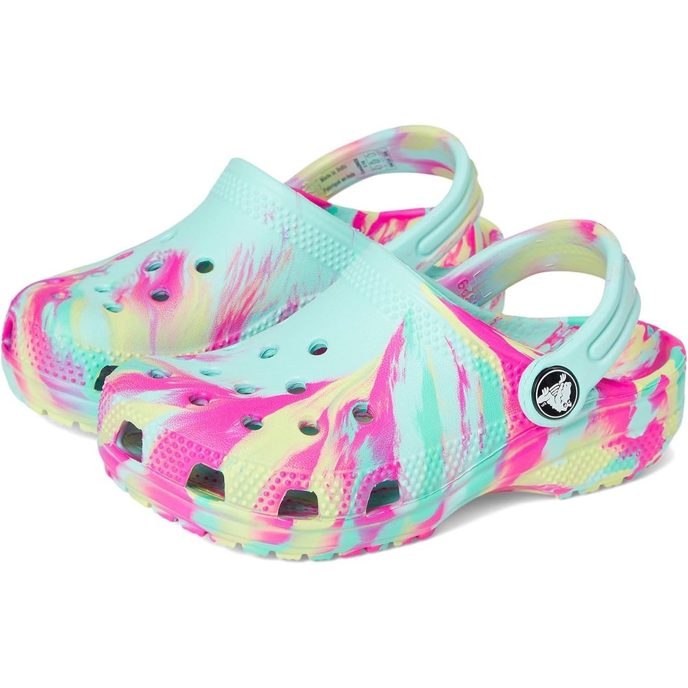 image:imageCrocs UnisexChild Classic Watercolor Marbled ClogAquamarineMulti
