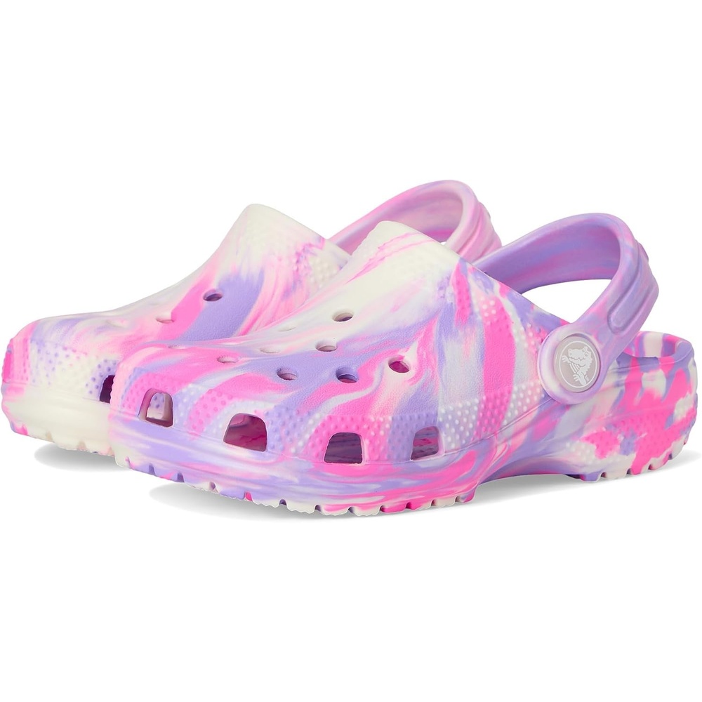 image:imageCrocs UnisexChild Classic Watercolor Marbled ClogPink CrushMulti Glow in the Dark