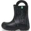 Crocs Kids’ Handle It Rain Boots | Waterproof Slip On Shoes | Kids’ Rain Boots(Black Glow in the Dark)