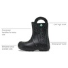 Crocs Kids’ Handle It Rain Boots | Waterproof Slip On Shoes | Kids’ Rain Boots(Black Glow in the Dark)